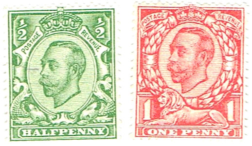 Fig.3. King George V stamps of 1911-12.